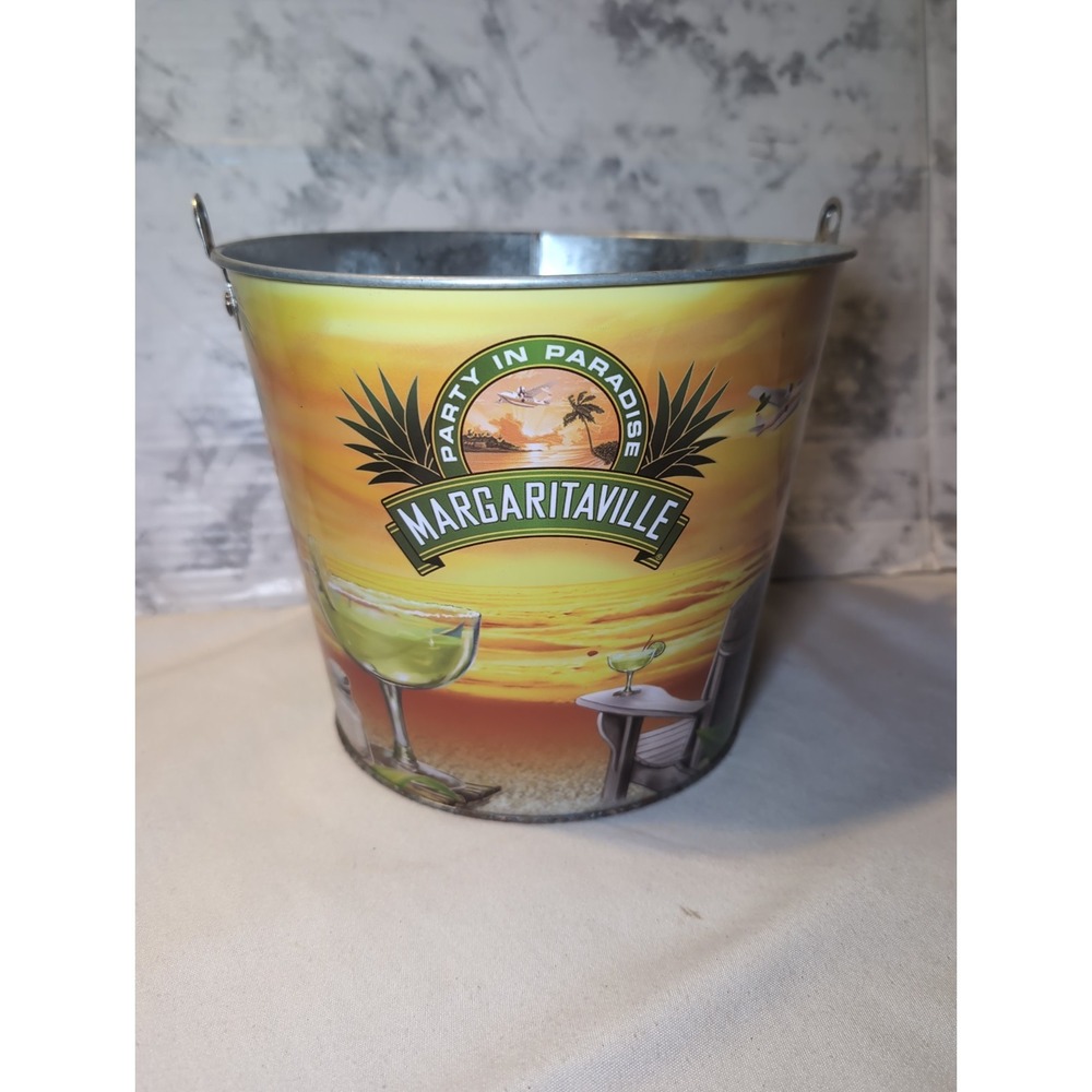 Margarittaville Jimmy Buffett Metal Ice Beer Bucket Man Cave Bar NO HANDLE